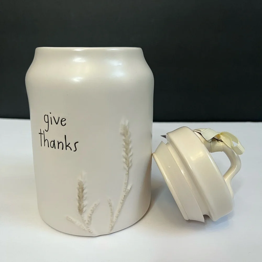 NWT Rae Dunn Give Thanks Cream Canister